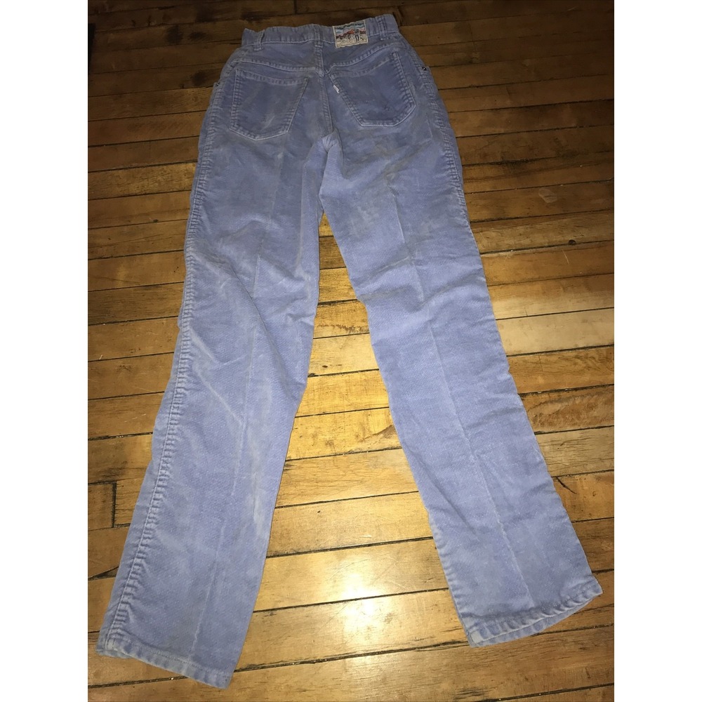 Levis Junior Size 7 Light Blue Tufted Corduroy Jeans Vintage Bootcut Pants